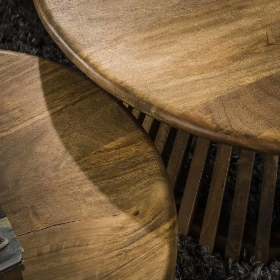 Salontafel Rond - Massief Mangohout - Set van 2