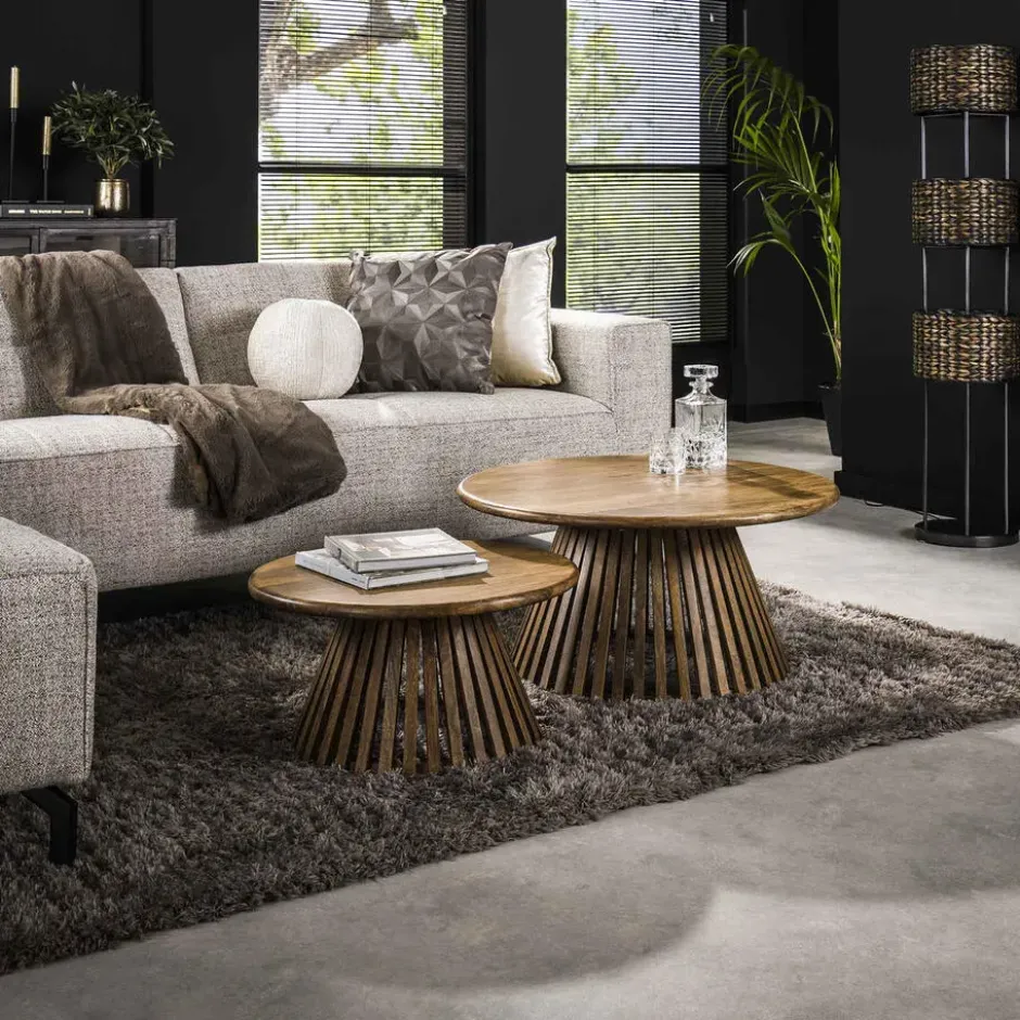 Salontafel Rond - Massief Mangohout - Set van 2