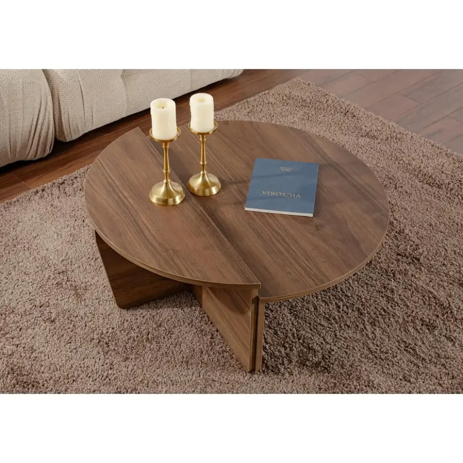 Salontafel Walnoot Hout - 90x90x35cm - Orion