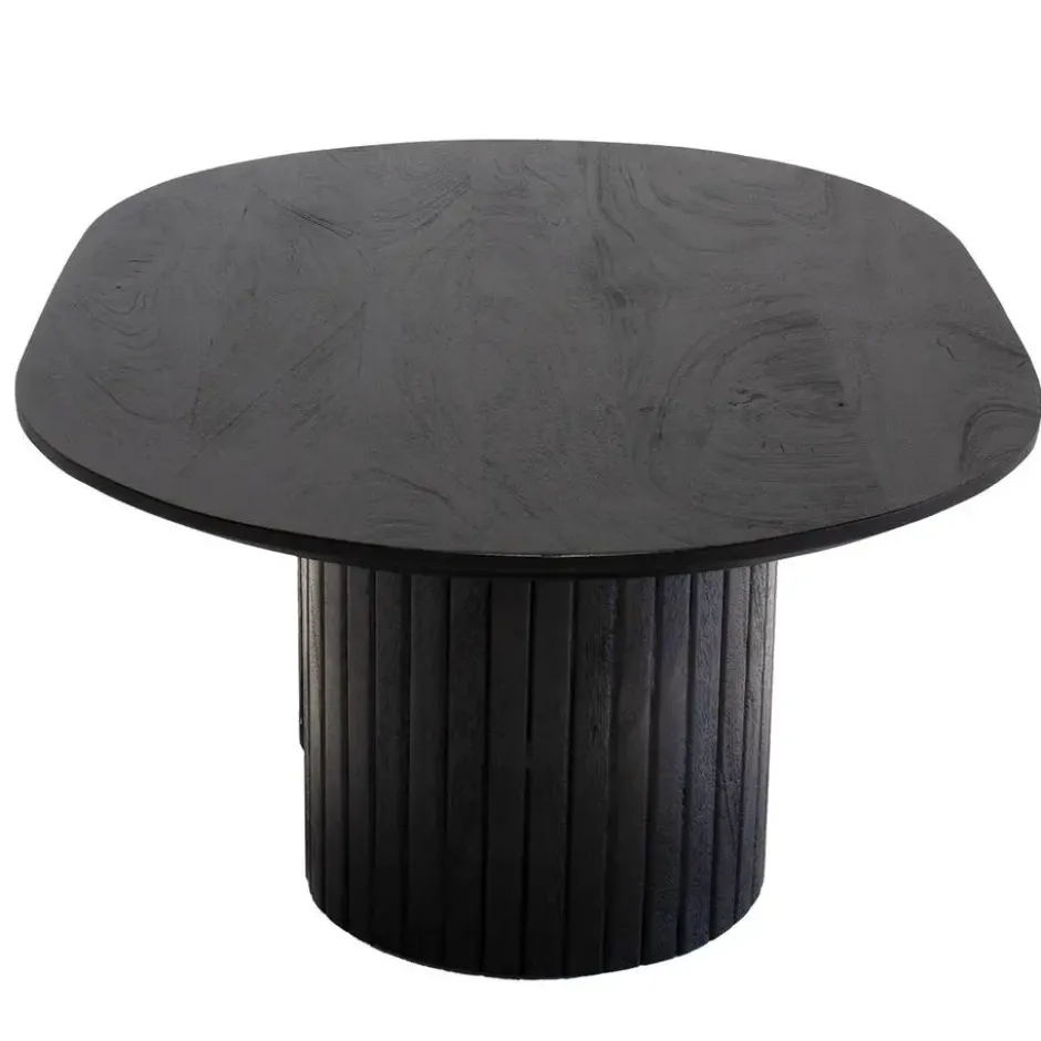 Salontafel Zwart Mangohout - Ovaal - 90x60x35cm - Ava