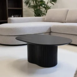 Salontafel Zwart Mangohout - Ovaal - 90x60x35cm - Ava