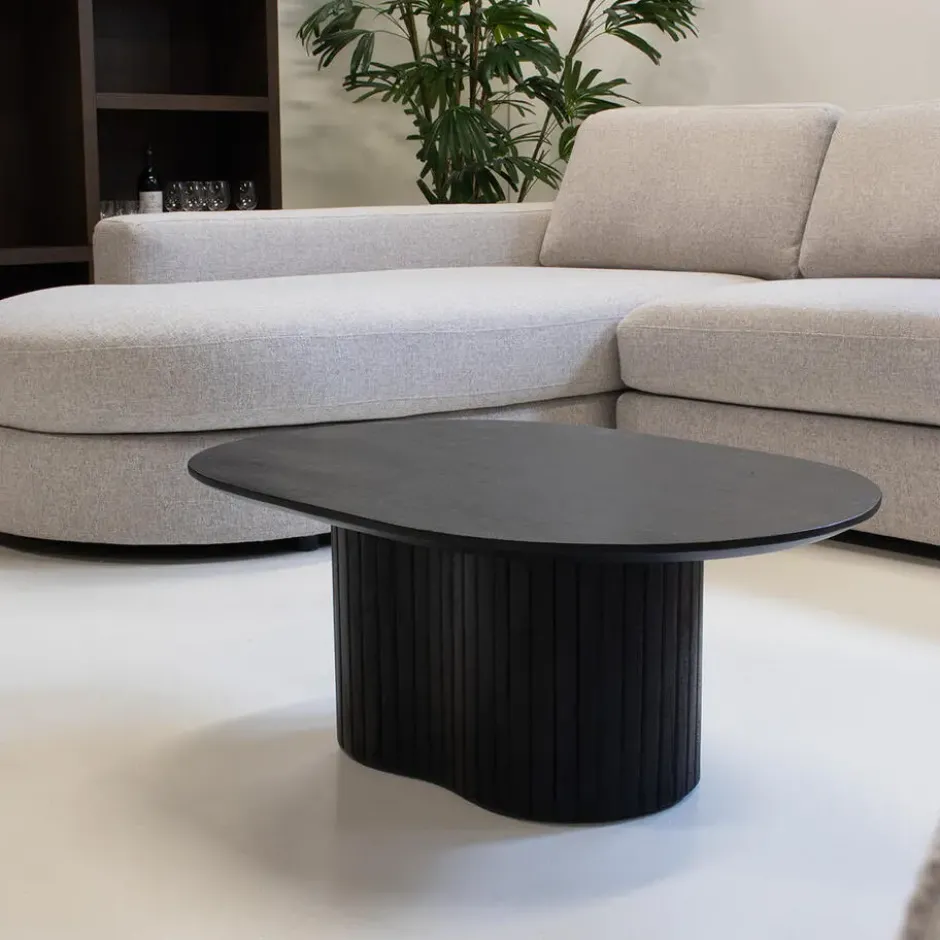 Salontafel Zwart Mangohout - Ovaal - 90x60x35cm - Ava