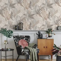 Sanders & Sanders behang bladeren beige - 53 cm x 10 m