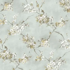 Sanders & Sanders behang bloemen vergrijsd groen - 53 cm x 10 m