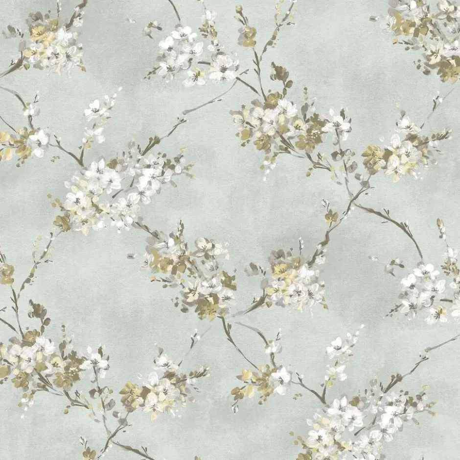 Sanders & Sanders behang bloemen vergrijsd groen - 53 cm x 10 m