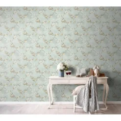 Sanders & Sanders behang bloemen vergrijsd groen - 53 cm x 10 m