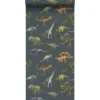 Sanders & Sanders behang dinosaurussen donkerblauw en groen - 50 x 900 cm