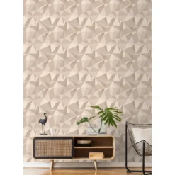 Sanders & Sanders behang grafisch 3D motief beige - 50 x 900 cm