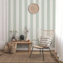 Sanders & Sanders behang strepen groen en beige - 53 x 1005 cm