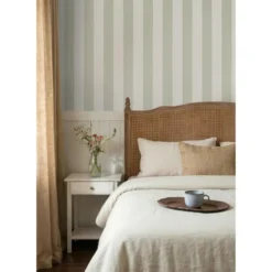 Sanders & Sanders behang strepen groen en beige - 53 x 1005 cm
