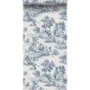 Sanders & Sanders behang toile de jouy print blauw - 53 cm x 10 m
