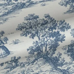 Sanders & Sanders behang toile de jouy print blauw - 53 cm x 10 m