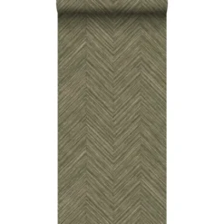 Sanders & Sanders behang visgraat-motief vergrijsd olijfgroen - 53 cm x 10 m
