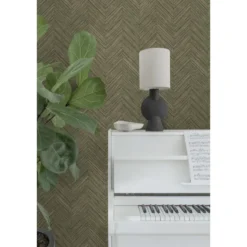 Sanders & Sanders behang visgraat-motief vergrijsd olijfgroen - 53 cm x 10 m