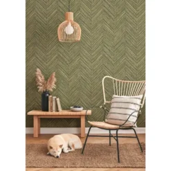 Sanders & Sanders behang visgraat-motief vergrijsd olijfgroen - 53 cm x 10 m