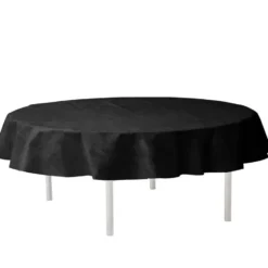 Santex Feest tafelkleed/tafellaken rond - zwart - 240 cm - stof