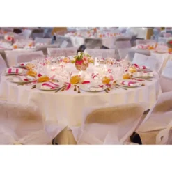 Santex Feest tafelkleed/tafellaken rond - ivoorwit - 240 cm