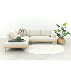 Savannah hoekbank chaise longue loungeset - beige - weerbestendig - Links