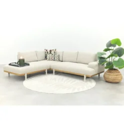 Savannah hoekbank chaise longue loungeset - beige - weerbestendig - Links