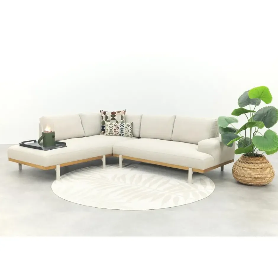 Savannah hoekbank chaise longue loungeset - beige - weerbestendig - Links