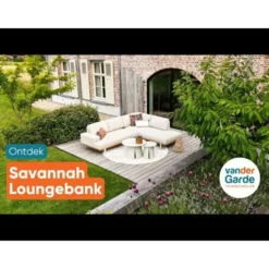 Savannah hoekbank chaise longue loungeset - beige - weerbestendig - Links
