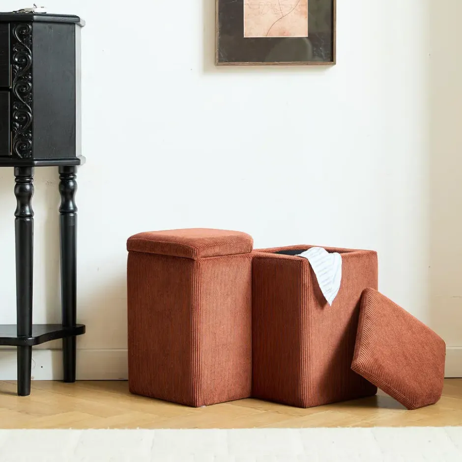 Scandinavische Velours Terracotta Woonkamerpoef
