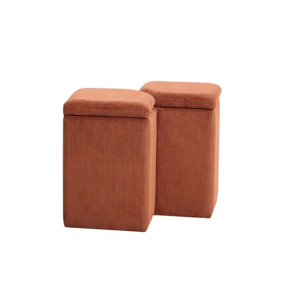 Scandinavische Velours Terracotta Woonkamerpoef