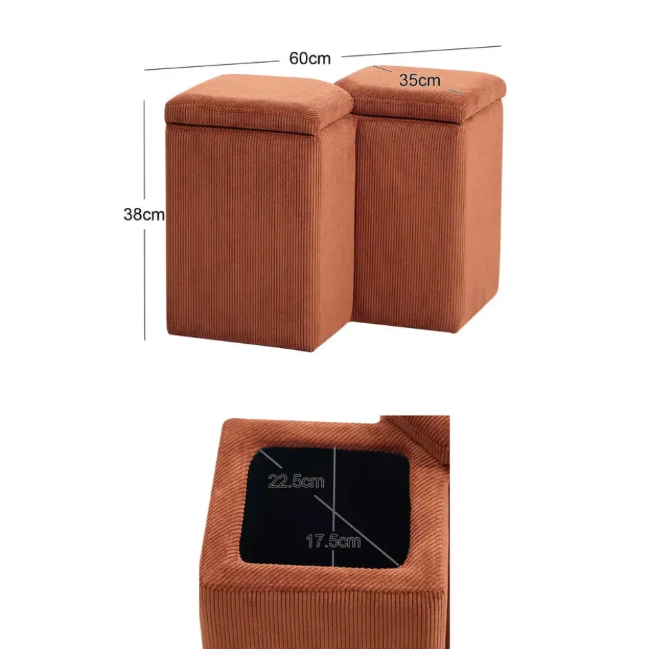 Scandinavische Velours Terracotta Woonkamerpoef