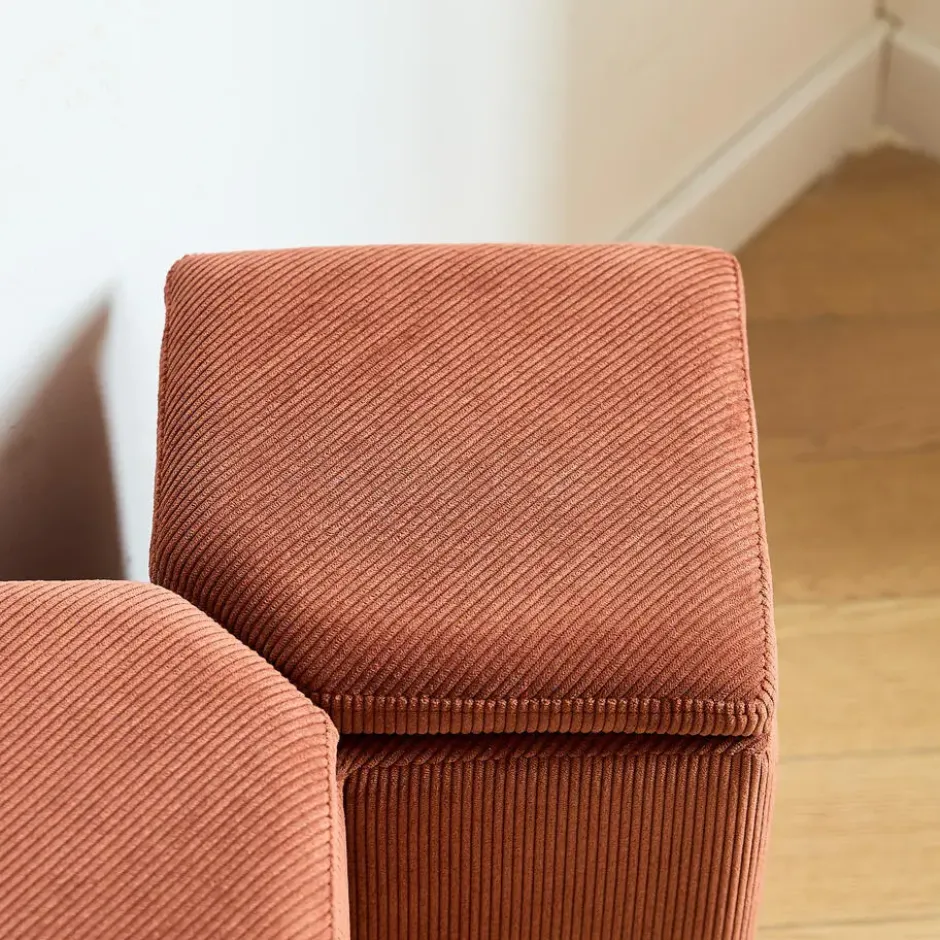 Scandinavische Velours Terracotta Woonkamerpoef