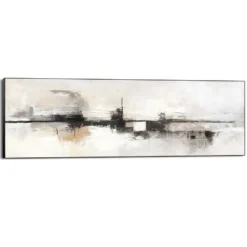 Schilderij Abstracte horizon - 52 x 156 - Beige