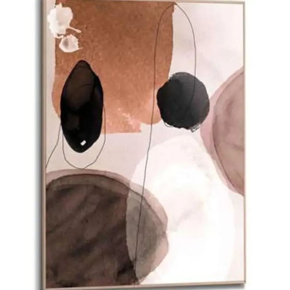 Schilderij Abstracte vormen - 70 x 50 - Bruin