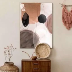 Schilderij Abstracte vormen - 70 x 50 - Bruin