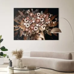 Schilderij Bloemenrijkdom - 100 x 140 - Bruin