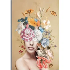 Schilderij Bloemrijk - 90 x 60 - Bont