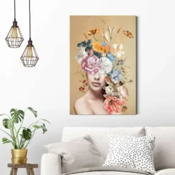 Schilderij Bloemrijk - 90 x 60 - Bont