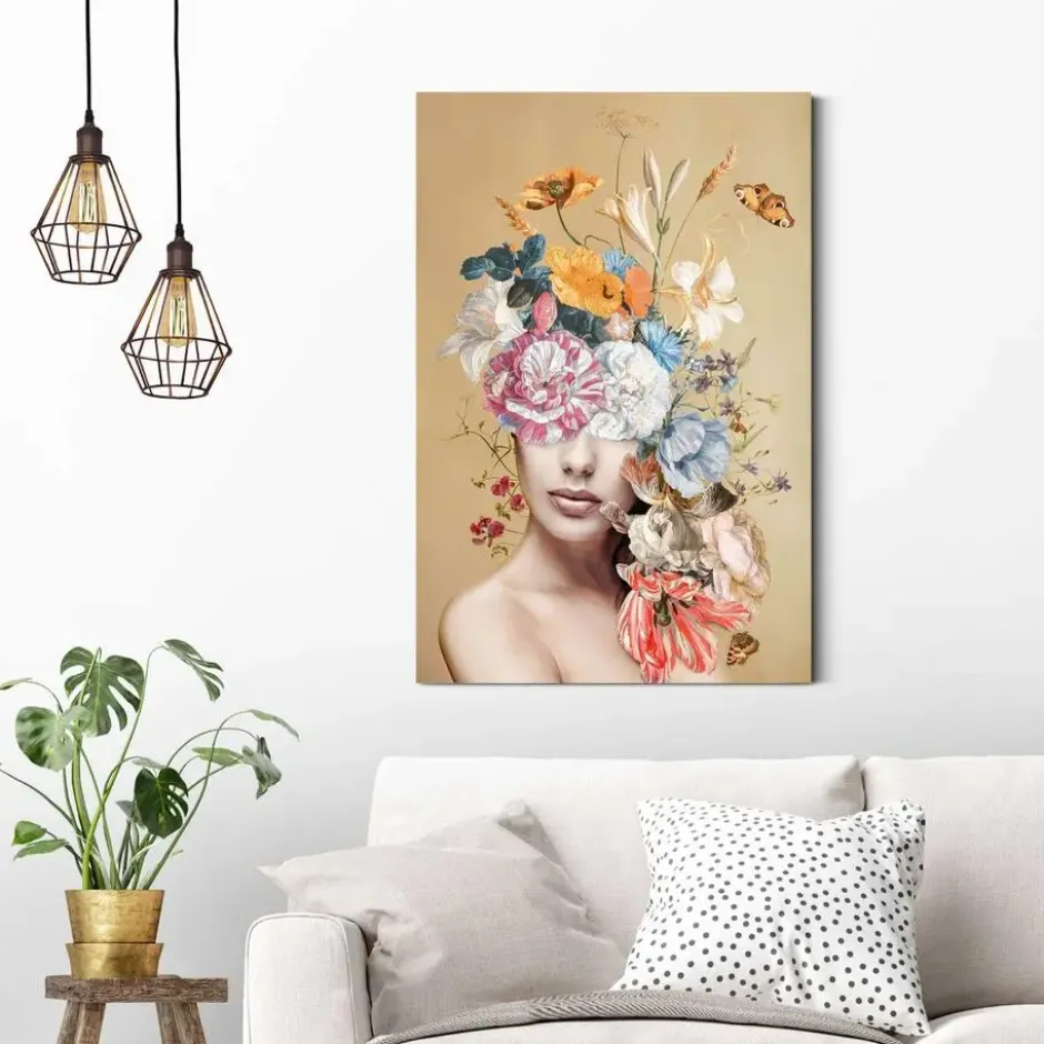 Schilderij Bloemrijk - 90 x 60 - Bont