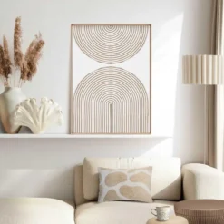 Schilderij 3D Art Reliëf bogen - 70 x 50 - Beige