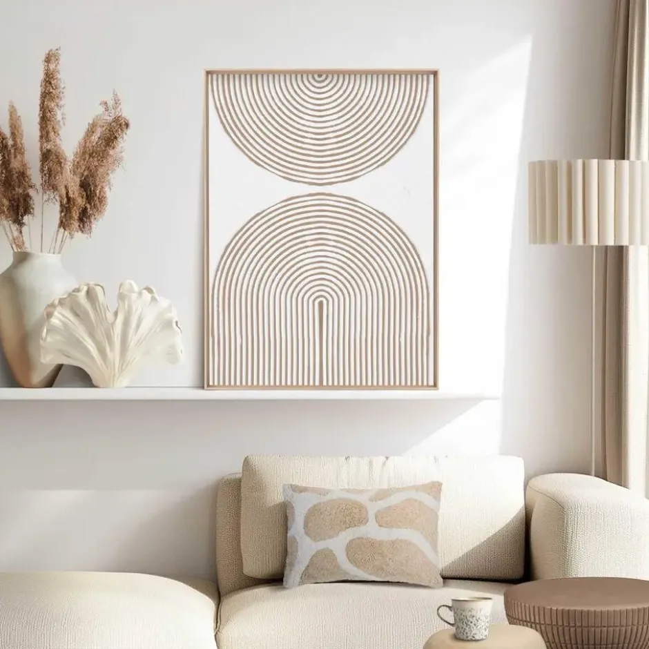 Schilderij 3D Art Reliëf bogen - 70 x 50 - Beige