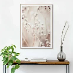 Schilderij Gedroogde tak - 70 x 50 - Beige