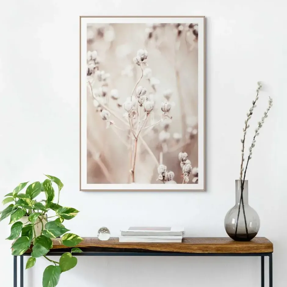 Schilderij Gedroogde tak - 70 x 50 - Beige