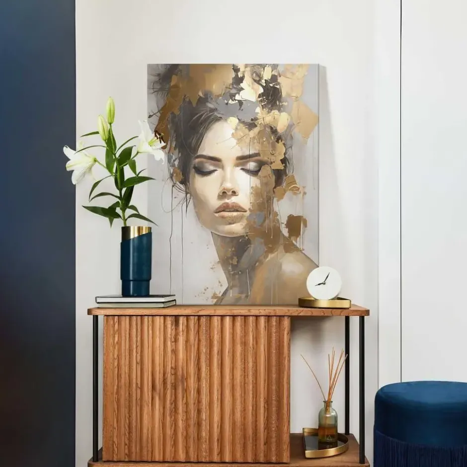 Schilderij Gouden vrouw - 70 x 50 - Goudkleurig