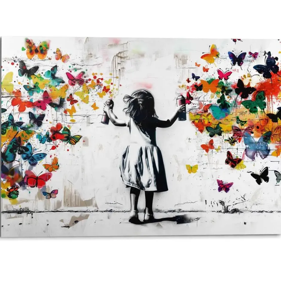 Schilderij Graffiti bloemen - 100 x 140 - Bont