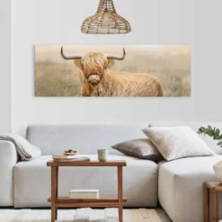 Schilderij Hooglander - 52 x 156 - Beige