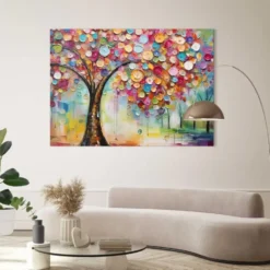 Schilderij Kleurrijke Boom - 100 x 140 - Bont