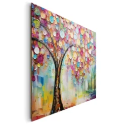 Schilderij Kleurrijke Boom - 100 x 140 - Bont