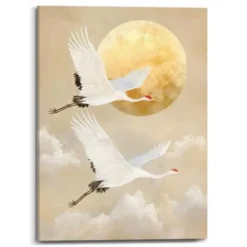 Schilderij Kraanvogels - 70 x 50 - Beige