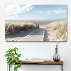 Schilderij Pad door de duinen - 70 x 118 - Beige