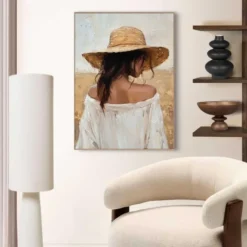 Schilderij Summer Lady - 70 x 50 - Beige