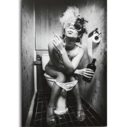Schilderij Toiletzaken - 90 x 60 - Zwart-Wit