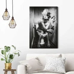 Schilderij Toiletzaken - 90 x 60 - Zwart-Wit